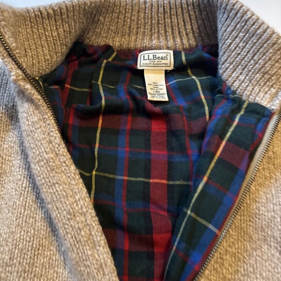 Ll Bean 100% Wool Men’s flannel Lined Sweater Jacket Size Large - Picture 3 of 6
